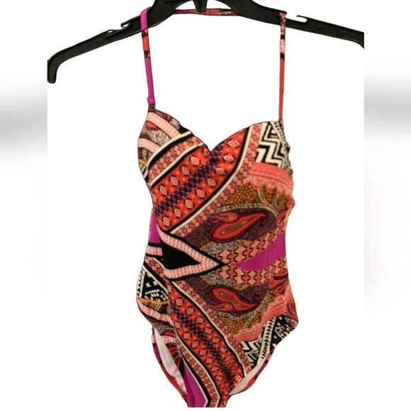 Kenneth Cole Vibrant Strappy Back One-Piece Swimsuit - Picture 1 of 4